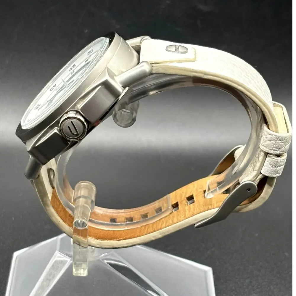 Diesel DZ1577 Descender White Dial White Leather Men’s Watch 46mm